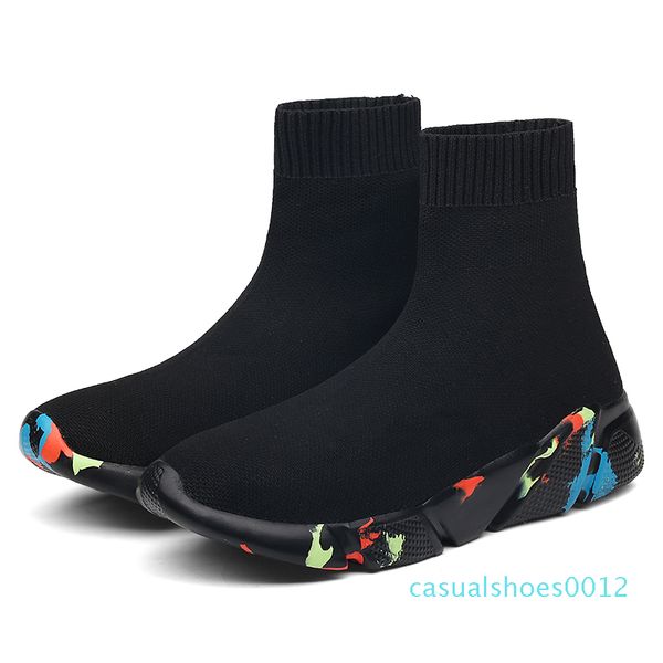 

2018 new speed sock speed trainer shoes for men and women shoes speed stretch-knit mid sneakers size eu35-45 c12, Black