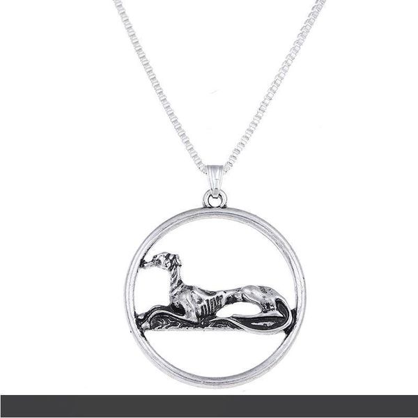 

antique silver resting greyhound necklace sitting grey hound pendants charm choker necklaces christmas halloween gift