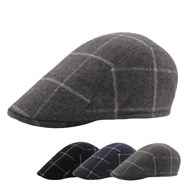 

british artist flat cap vintage wool plaid berets caps french hat england woolen cabbie hats beret for women men gorro, Blue;gray