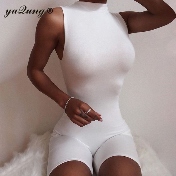 

yuqung women bodycon romper sleeveless tight bandage playsuit skinny streetwear jumpsuit short romper leotard for summer clothes, Black;white