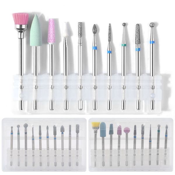 

10pcs/set alloy grinding nail art drill bits multi-function professional manicure polishing milling head kit