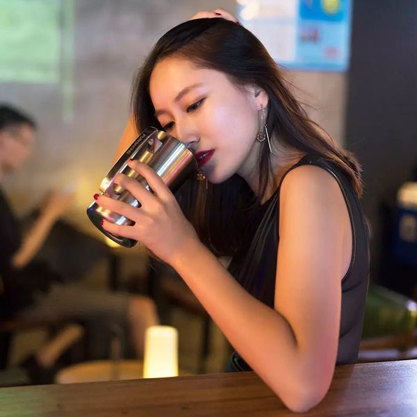 

stainless steel drinking cup double walls beer mugs for home camping travel with zinc alloy handle mug