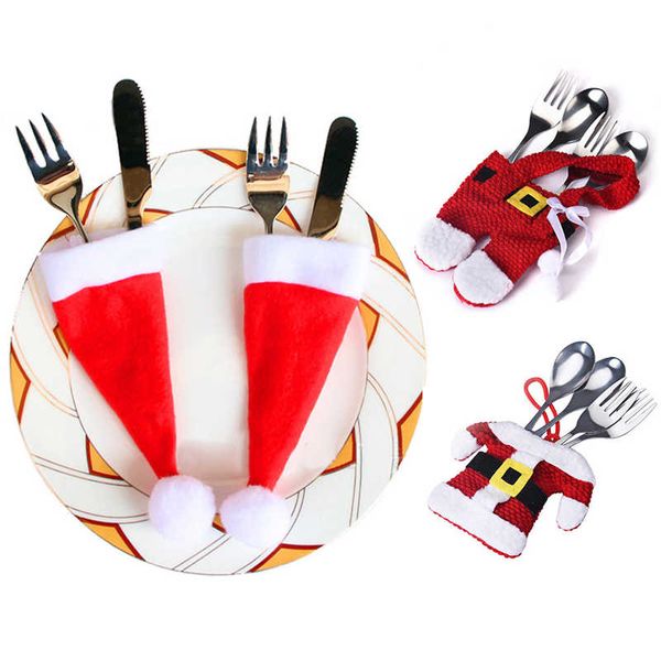 

christmas decorations 4pcs santa silverware holders pockets dinner decor #2n1