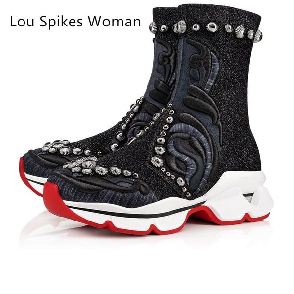 

europe and the united states new fashion trend shoes fantasy color laser rivet round head lovers of the same high-shoes lace-up 6868, Black