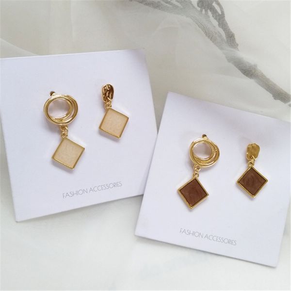 

fashion contracted geometry asymmetry stud earrings elegant temperament classic colored glaze personality earrings for women, Golden;silver