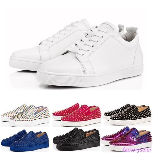 

designer luxury fashion brand studded spikes flats shoes for men women black glitter party lovers casual sneakers size 35-47