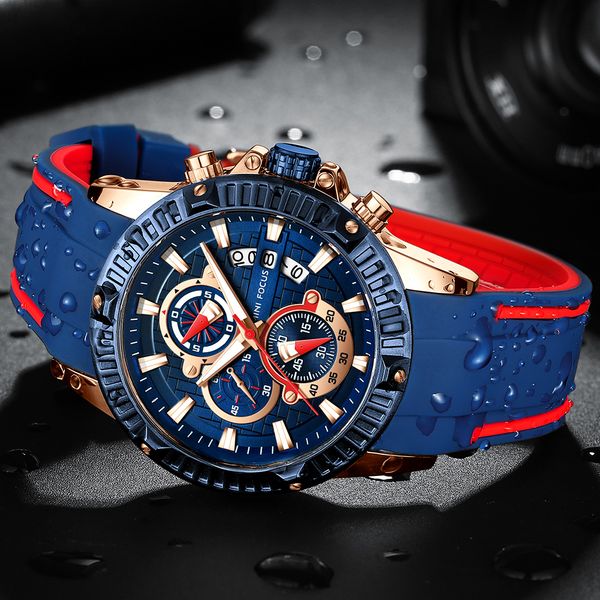 

2019 royal blue men fashion watch 3d bolt multi function sports rubber strap designer analog quartz watches, Slivery;brown