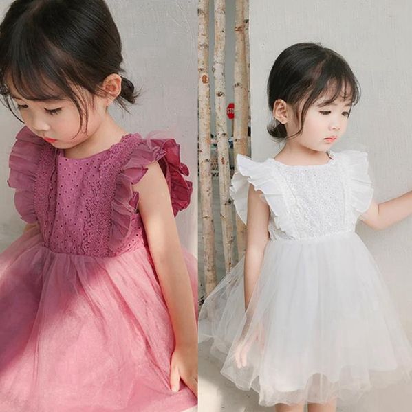 

baby girl dresses fluffy lace newborn girls vest dress bow backless princess dresses boutique infant clothes summer baby clothing dw3861, Red;yellow