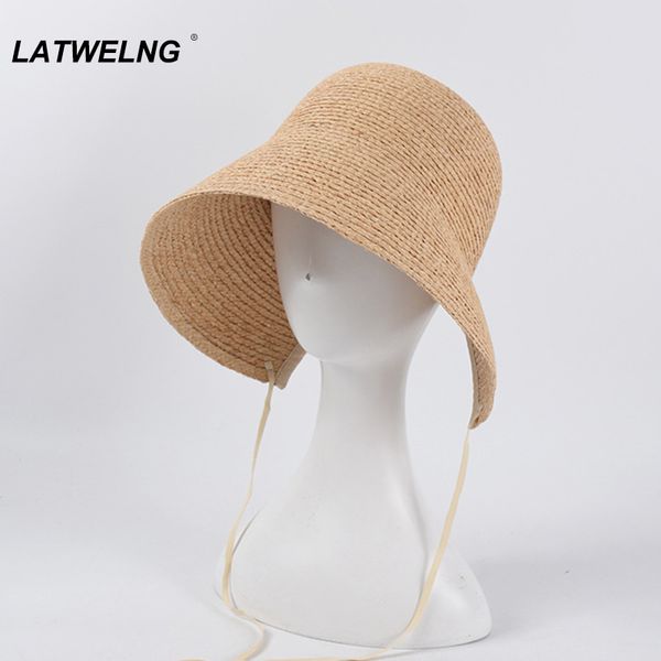 

new raffia vacation beach hat for women popular japanese retro summer hat lacing sun visor bucket cap foldable wholesale s1172, Blue;gray