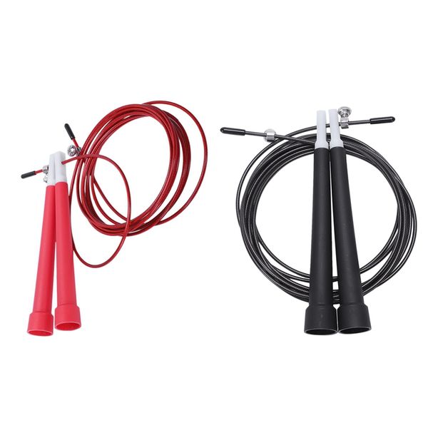 

jump ropes 2 pcs adjustable rope skipping wire sport gym fitness equipment exercise-red & black