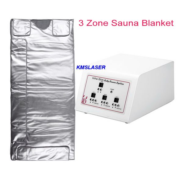 

3 zone fir sauna far infrared thermal body slimming sauna blanket heating therapy slim bag spa weight loss body detox machine