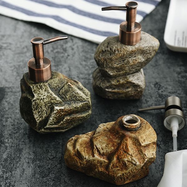 

creative ceramic retro stone shampoo lotion bath dew dispensing soap dispenser lotion bottle bottle