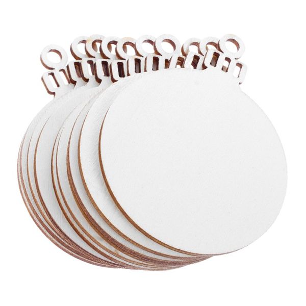 

10 pcs wooden round bell hanging christmas tree blank decorations gift tag shape