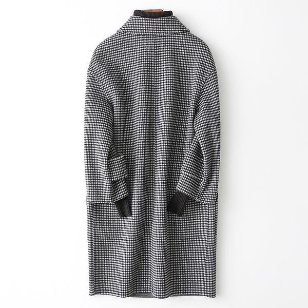 

women's wool & blends 2021 double-sided coat female spring autumn overcoat women houndstooth plaid jacket 38005 wyq3778, Black