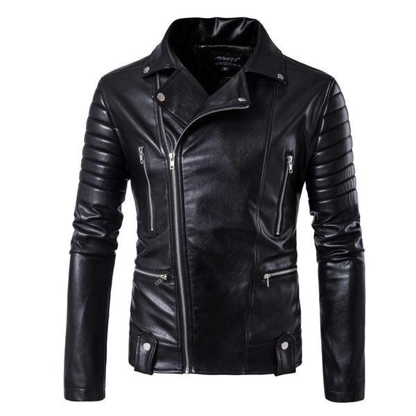 

ouma 2017 new style fashion men locomotive large size leather coat multi-zipper leather jacket coat m-5xl b003, Black