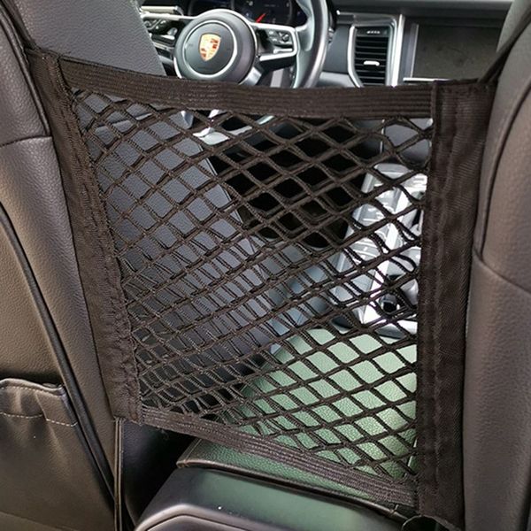 

1pc strong elastic car mesh net bag between car organizer seat back storage bag luggage holder pocket