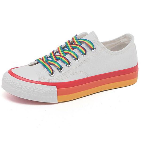 

new rainbow canvas shoes spring summer fashion style colorful flat girls wild leisure sneakers low breathable shoes ll10, Black