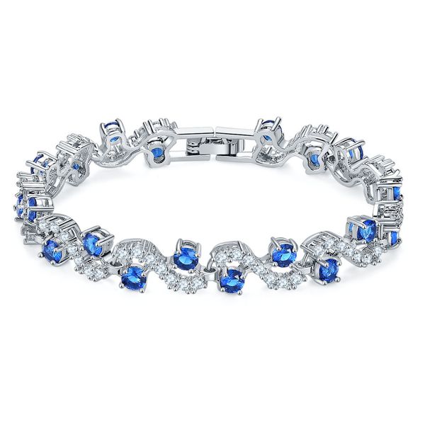 

18k white gold plated s shape 3a cubic zircon cluster tennis bracelet fashion womens jewelry for party charm bracelet and bangles, Golden;silver