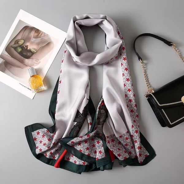 

3designer silk scarf fashion man womens luxury 4 seasons shawl scarf brand scarves size about 180x90cm 3 color optional1, Blue;gray