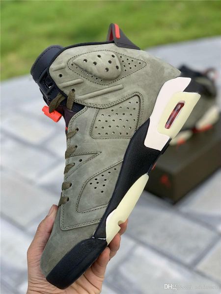 

travis x houston 6 medium olive men basketball shoes cn1084-200 cactus jack 6s mens sports trainer sneakers