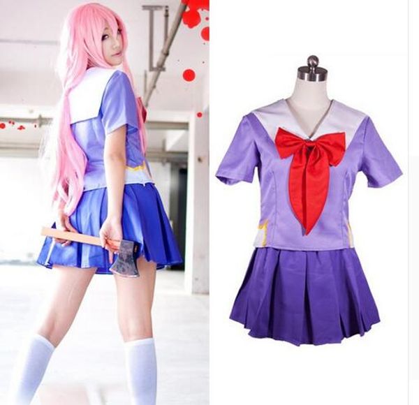 

drop shipping future diary gasai yuno mirai nikki school uniform cosplay costume suit wig, Black