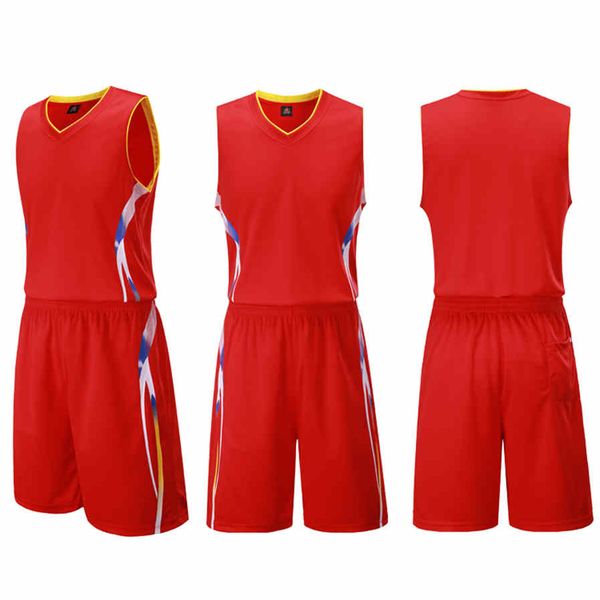 

2020 new custom basketball jersey mens embroidery logos 100% stitched basketball sets 311, Black;red