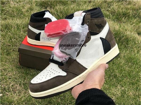 

высокое качество трэвис скотт логотипа 1s обувь og high one basketball brown scott mens конструктора кроссовки 1 skate тренажеры, Black