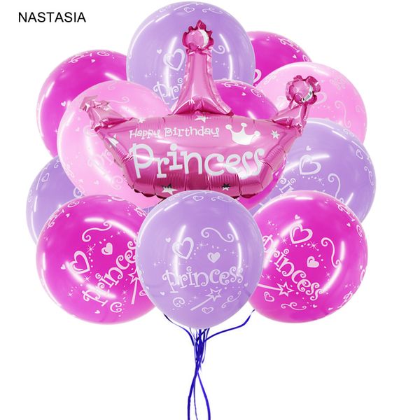 

nastasia 10/pcs princess uminum film ballon and printed balloon birthday party decorations kids baby shower supplies