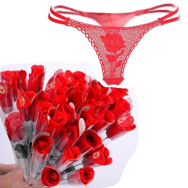 Sexy Briefs Underwear Rose Underwears Mystery Dia dos Namorados Presente Para As Mulheres T-Back Lingerie Calcinha Cosplay G-Strings