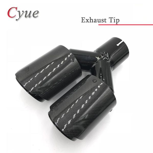 

1pcs ak glossy carbon fiber+black paint stainless steel exhaust tip dual muffler pipe