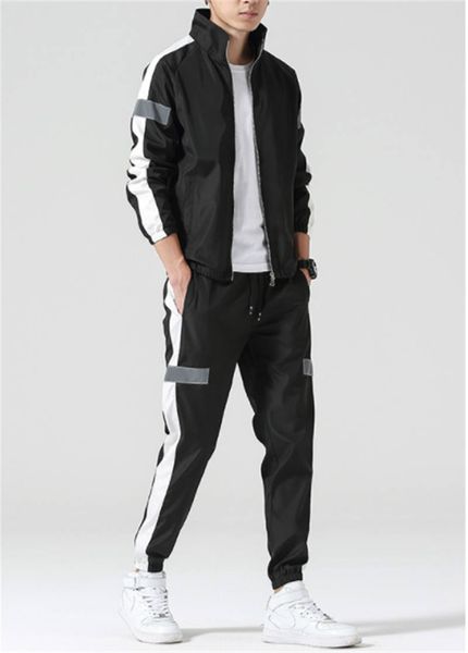 

new mens designer tracksuit sportswear sweat suits striped brand mens tracksuits jogger suits jacket + pants sets sporting suit, Gray