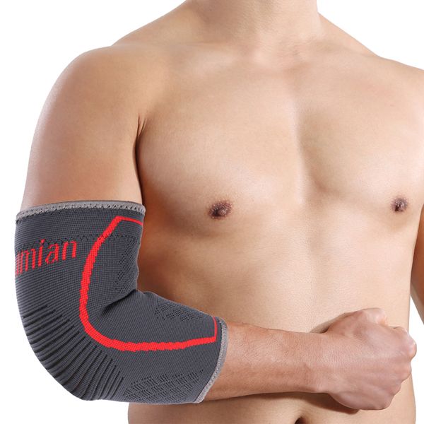 

sports elbow support sleeve elbow brace compression sleeve men women arm splint supports for tennis volleyball sports safety, Black;gray