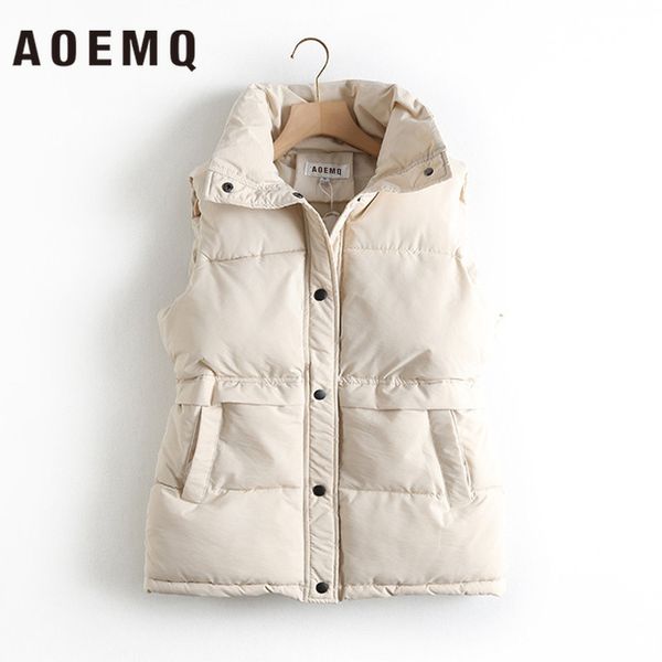 

aoemq fashion vest solid winter thick sleeveless cotton soft warm jackets with pockets christmas vest present women's clothing, Black;white