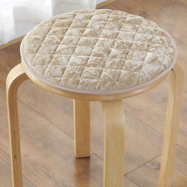 Winter Gold Velvet Chair Pad Round Sponge Seat Dining Chair Seat