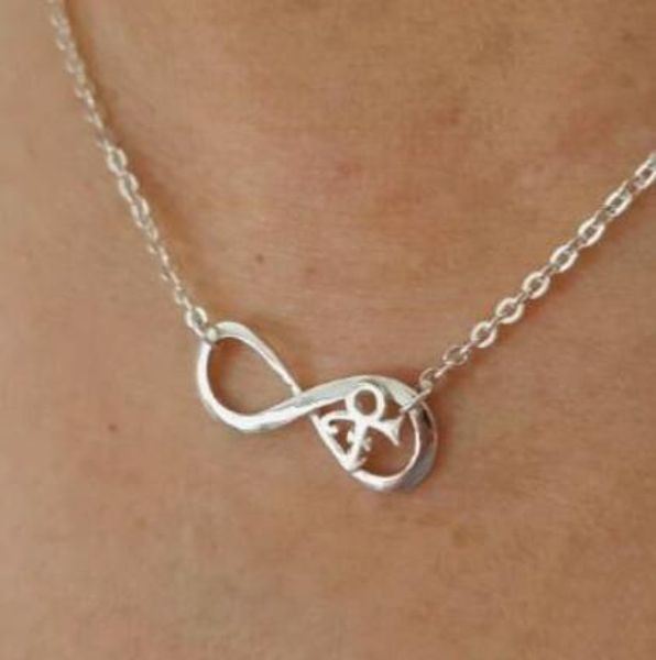 

10pcs infinity with mini prince symbol necklace, Silver