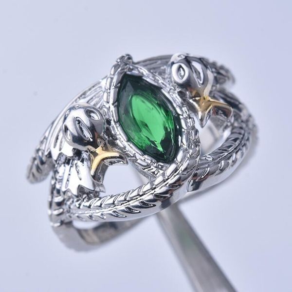 

hainon vintage unique flower leaf rings for women vintage retro silver color green oval cz stone leaf rings finger jewelry, Slivery;golden