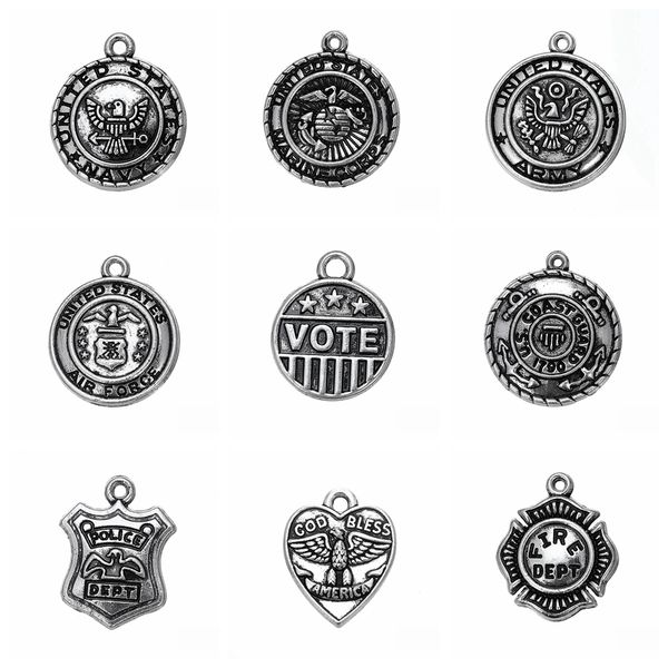

10pcs / lot очаровывает god bless america армии сша navy diy заключений ювелирных изделий сша подвески, Bronze;silver