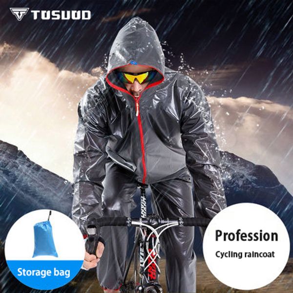 

tosuod cycling raincoat windbreaker male mountain bike split poncho rain pants suit women sports outdoor running clothes, Black;blue