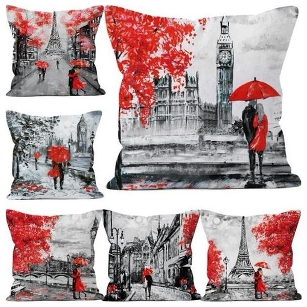 

comfortable pillow case romantic couples eiffel tower cushion cover home decor new arrival
