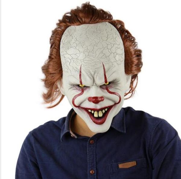 Film Stephen King's BT 2 Joker Pennywise Maske Tam Yüz Korku Palyaço Lateks Maske Cadılar Bayramı Partisi Korkunç Cosplay Prop GB840