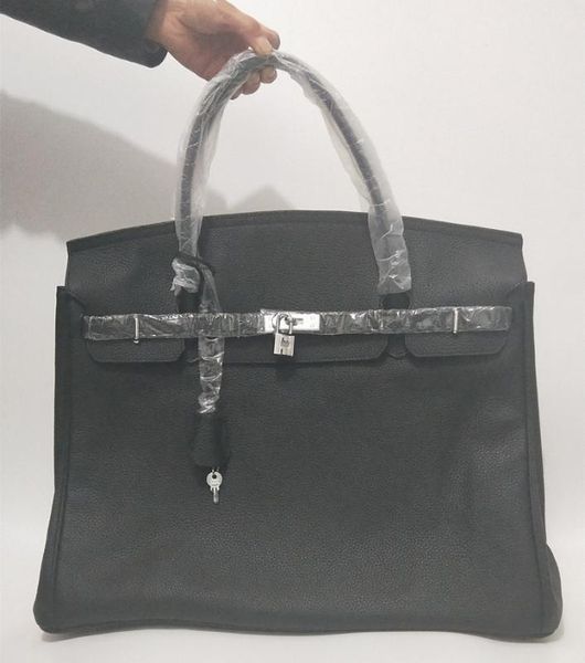 

2019 large handbag platinum bag real leather 50cm hardware