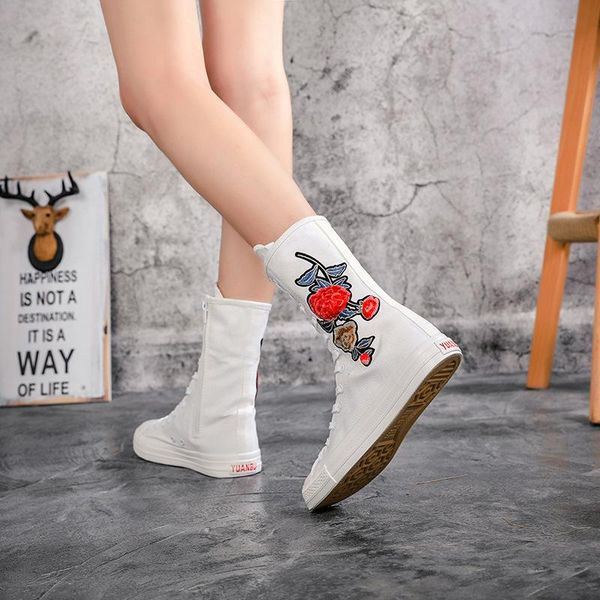 

new 2020 fashion casual canvas shoes inside zipper rubber middle tube women's shoes, Black