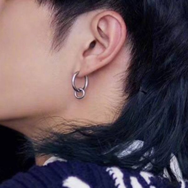 

2 pair 316l stainless steel hip hop men women hoop earrings with cross dangle drop, Golden