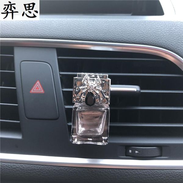 

beautiful metal spider glass bottle, car air decoration perfume clip air freshener cross automobile molding perfume no