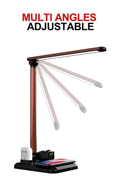 

led desk lamp, meikee flexible desk lamp with wireless charging, office desk lamp white, 3 lighting modes with 3 brightness levels