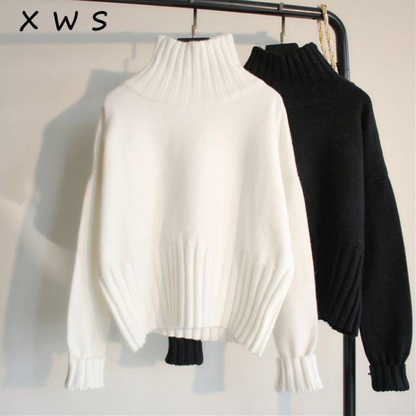 

2018 warm turteneck autumn winter sweater pullovers women long sleeve thick female sweater female jumpers white top, White;black