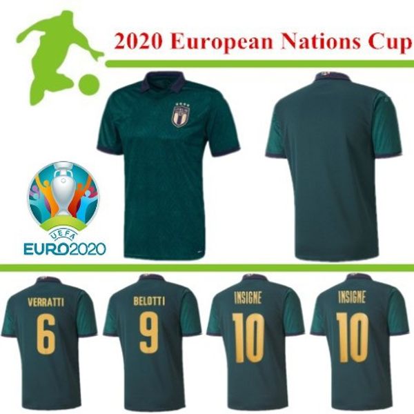 

man 2019 2020 italy european cup soccer jersey 19 20 green away jorginho el shaarawy bonucci insigne bernardeschi football jerseys, Black;yellow