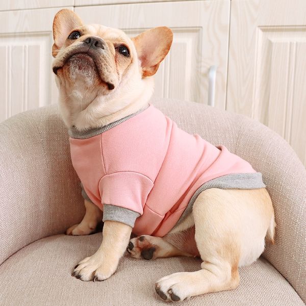 

french bulldog corgi pug dog small and medium pet clothing spring cotton pink printed round neck shirt dog apparel