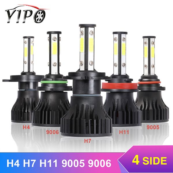 

4 side headlight led h4 h7 h11 9005 hb3 9006 hb4 auto car light blub cob led headlight 12v heaadlamp kit car syling 12v 6000k