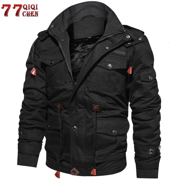 Marca jaqueta grossa Inverno Fleece Jackets Men militar do exército Tactical Mens Plus Size 4XL Keep Warm -30 'C com capuz Jaqueta Masculina S191019